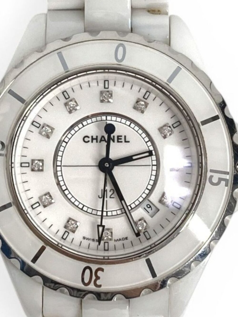 Chanel Watch Diamond Ceramic White